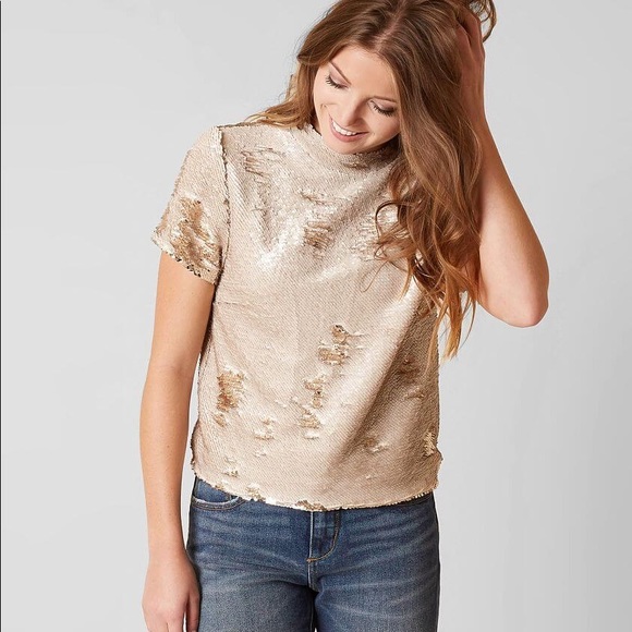 Gold Sequin Party Top, Buckle, size XL - Picture 10 of 10